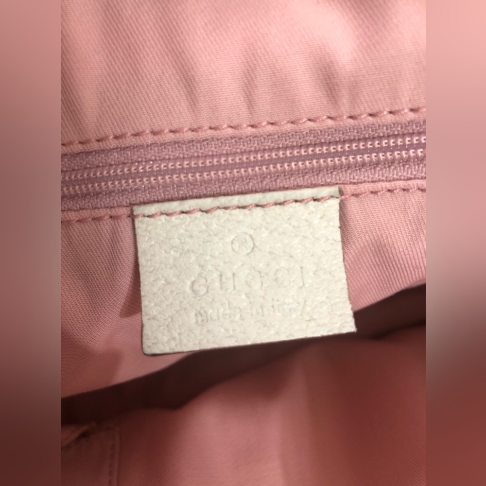 Gucci hand bag pink canvas tote pocket stripe Authentic RARE - Picture 5 of 14